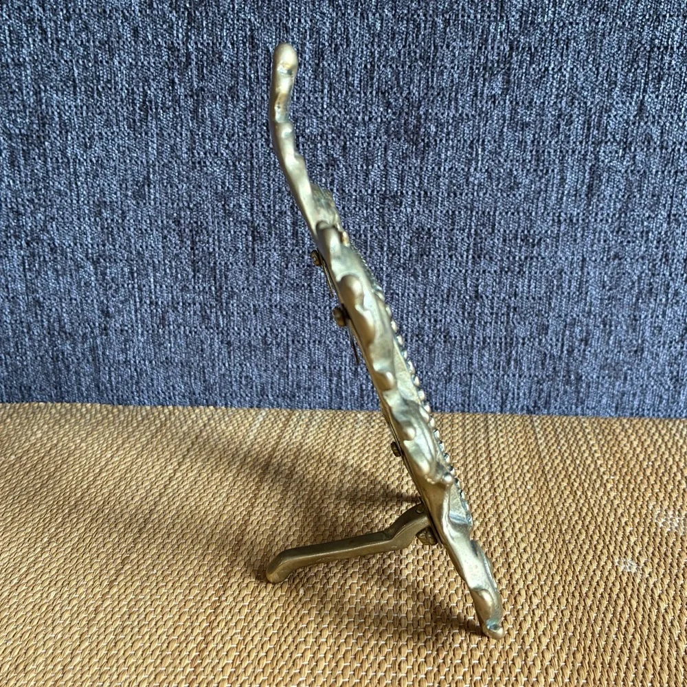 Vintage Ornate Solid Brass Frame Rococo Baroque Style Tabletop Easel